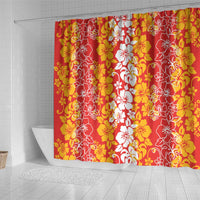 Hawaiian Lei Day Shower Curtain Red Hibiscus Flowers Lei Art LT9 - Polynesian Pride