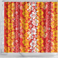 Hawaiian Lei Day Shower Curtain Red Hibiscus Flowers Lei Art LT9 - Polynesian Pride