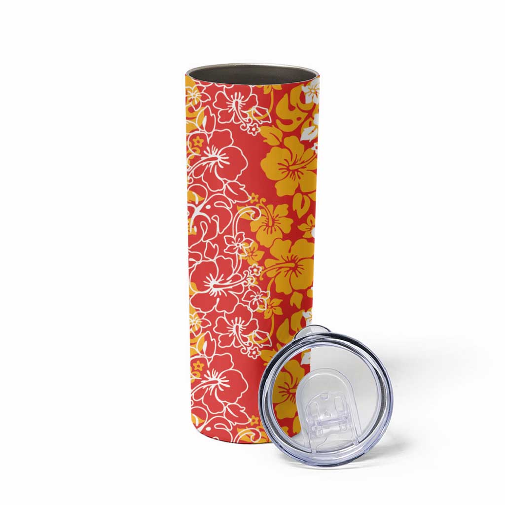 Hawaiian Lei Day Skinny Tumbler Red Hibiscus Flowers Lei Art