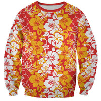 Hawaiian Lei Day Sweatshirt Red Hibiscus Flowers Lei Art LT9 Unisex Red - Polynesian Pride