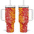 Hawaiian Lei Day Tumbler With Handle Red Hibiscus Flowers Lei Art