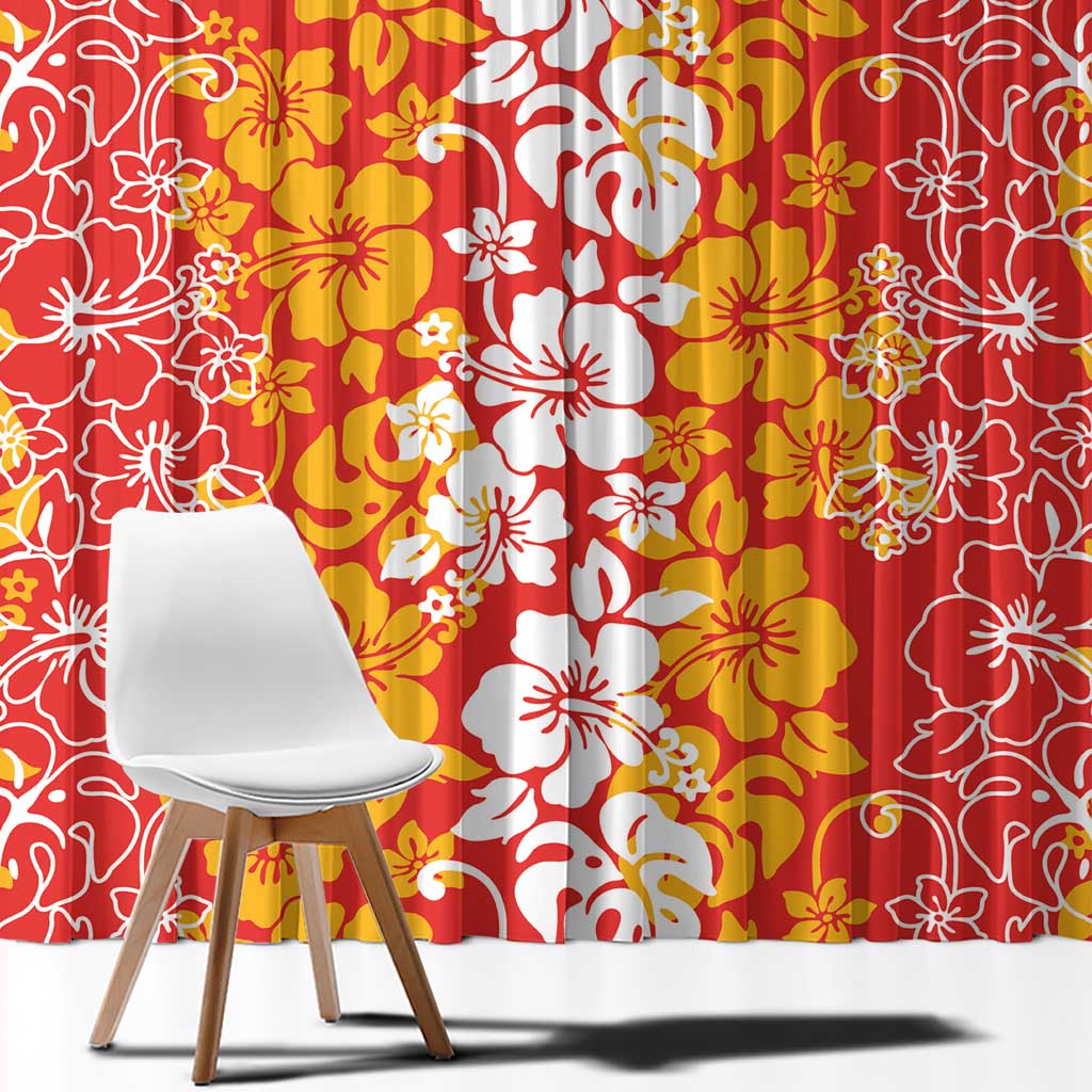 Hawaiian Lei Day Window Curtain Red Hibiscus Flowers Lei Art LT9 - Polynesian Pride