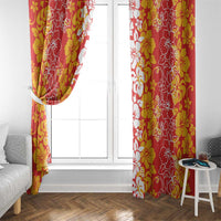 Hawaiian Lei Day Window Curtain Red Hibiscus Flowers Lei Art LT9 - Polynesian Pride