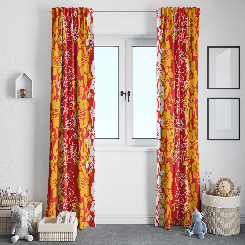 Hawaiian Lei Day Window Curtain Red Hibiscus Flowers Lei Art LT9 - Polynesian Pride