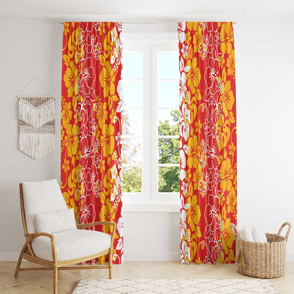 Hawaiian Lei Day Window Curtain Red Hibiscus Flowers Lei Art LT9 - Polynesian Pride