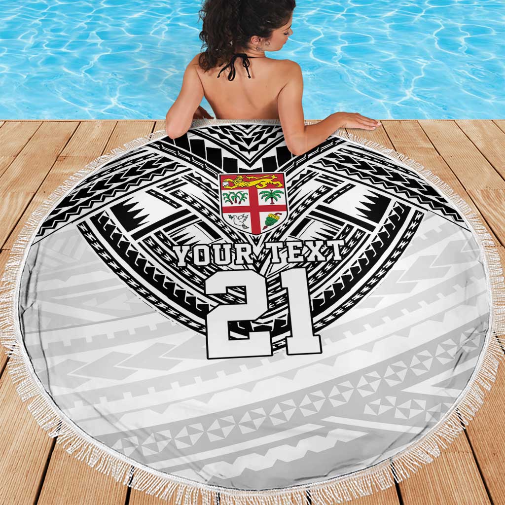 Flying Fijians Pacific Fiji Rugby Custom Beach Blanket Polynesian Pattern