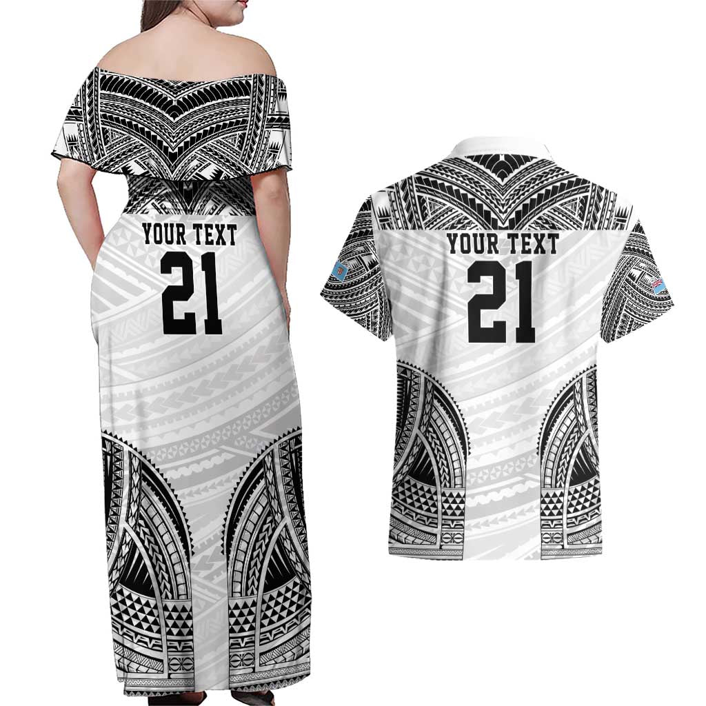 Flying Fijians Pacific Fiji Rugby Custom Couples Matching Off Shoulder Maxi Dress and Hawaiian Shirt Polynesian Pattern LT9 - Polynesian Pride
