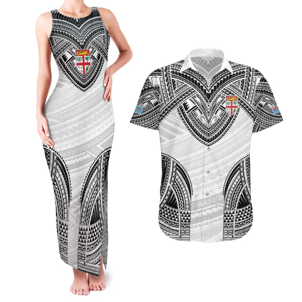 Flying Fijians Pacific Fiji Rugby Custom Couples Matching Tank Maxi Dress and Hawaiian Shirt Polynesian Pattern