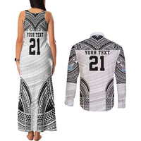 Flying Fijians Pacific Fiji Rugby Custom Couples Matching Tank Maxi Dress and Long Sleeve Button Shirt Polynesian Pattern