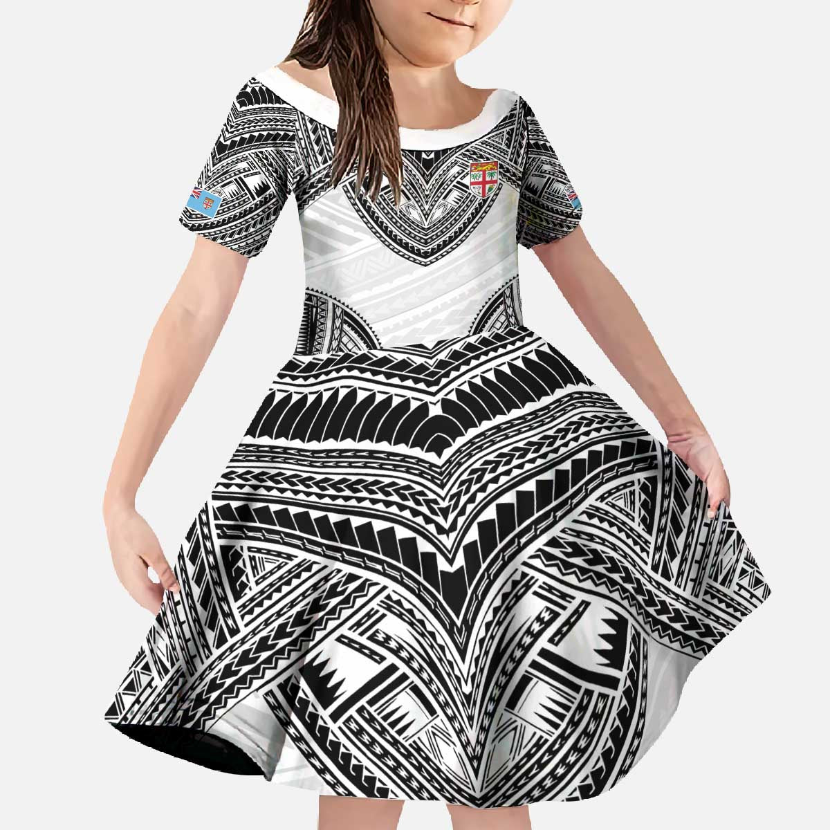 Flying Fijians Pacific Fiji Rugby Custom Family Matching Off The Shoulder Long Sleeve Dress and Hawaiian Shirt Polynesian Pattern