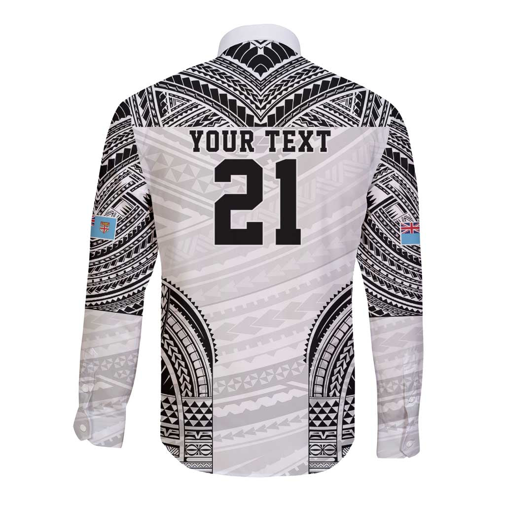 Flying Fijians Pacific Fiji Rugby Custom Long Sleeve Button Shirt Polynesian Pattern