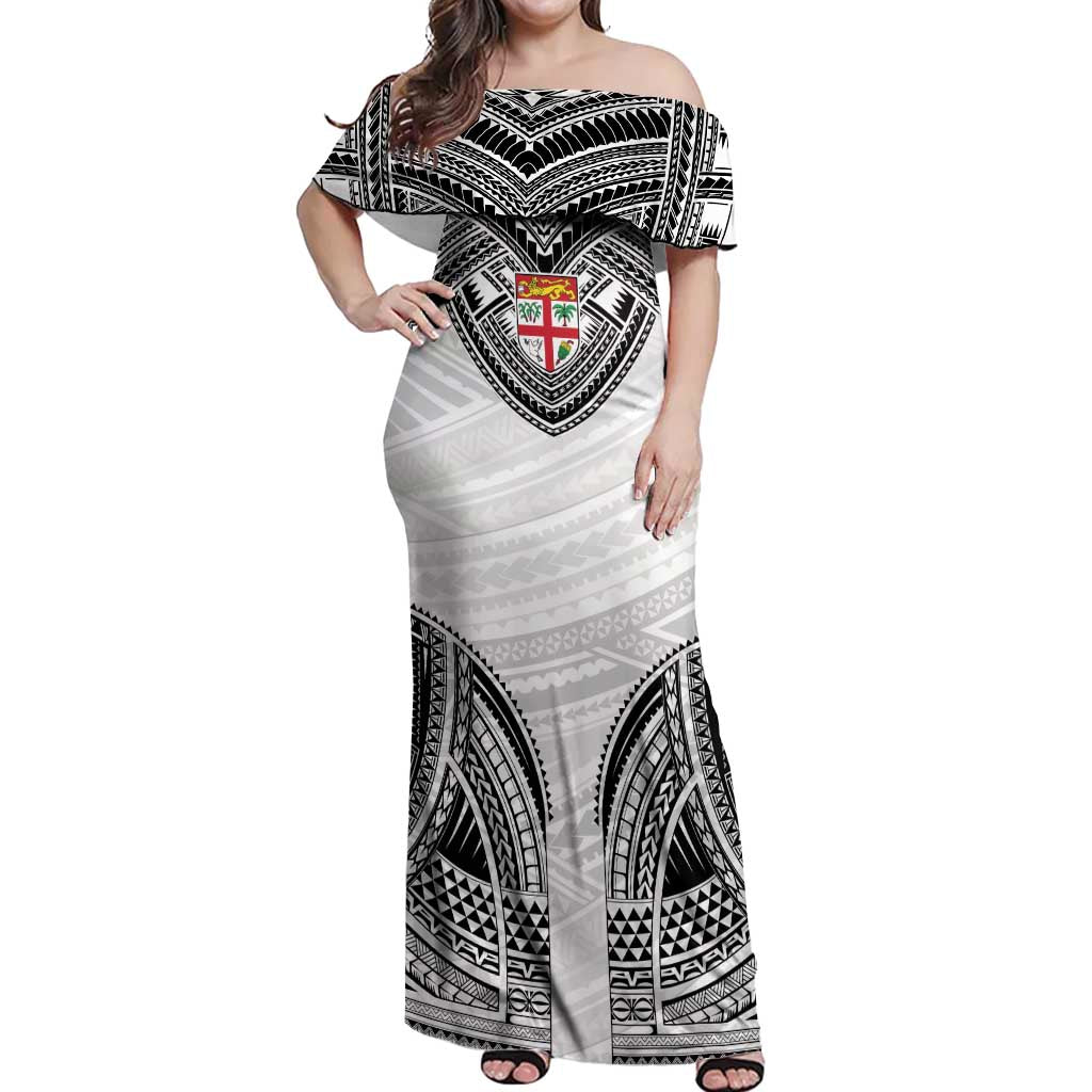 Flying Fijians Pacific Fiji Rugby Custom Off Shoulder Maxi Dress Polynesian Pattern