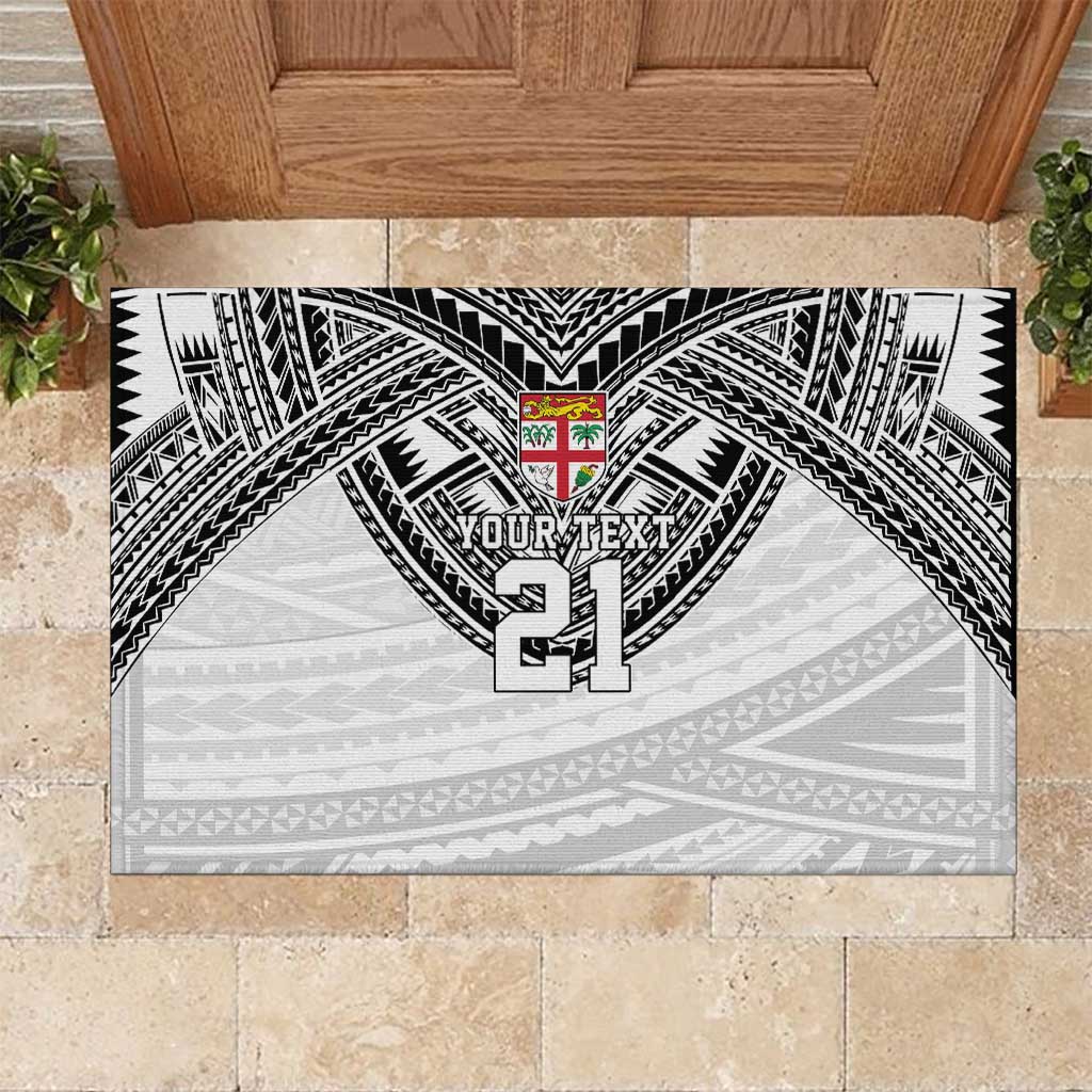 Flying Fijians Pacific Fiji Rugby Custom Rubber Doormat Polynesian Pattern