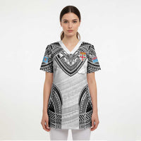 Flying Fijians Pacific Fiji Rugby Custom Scrub Top Polynesian Pattern - Polynesian Pride