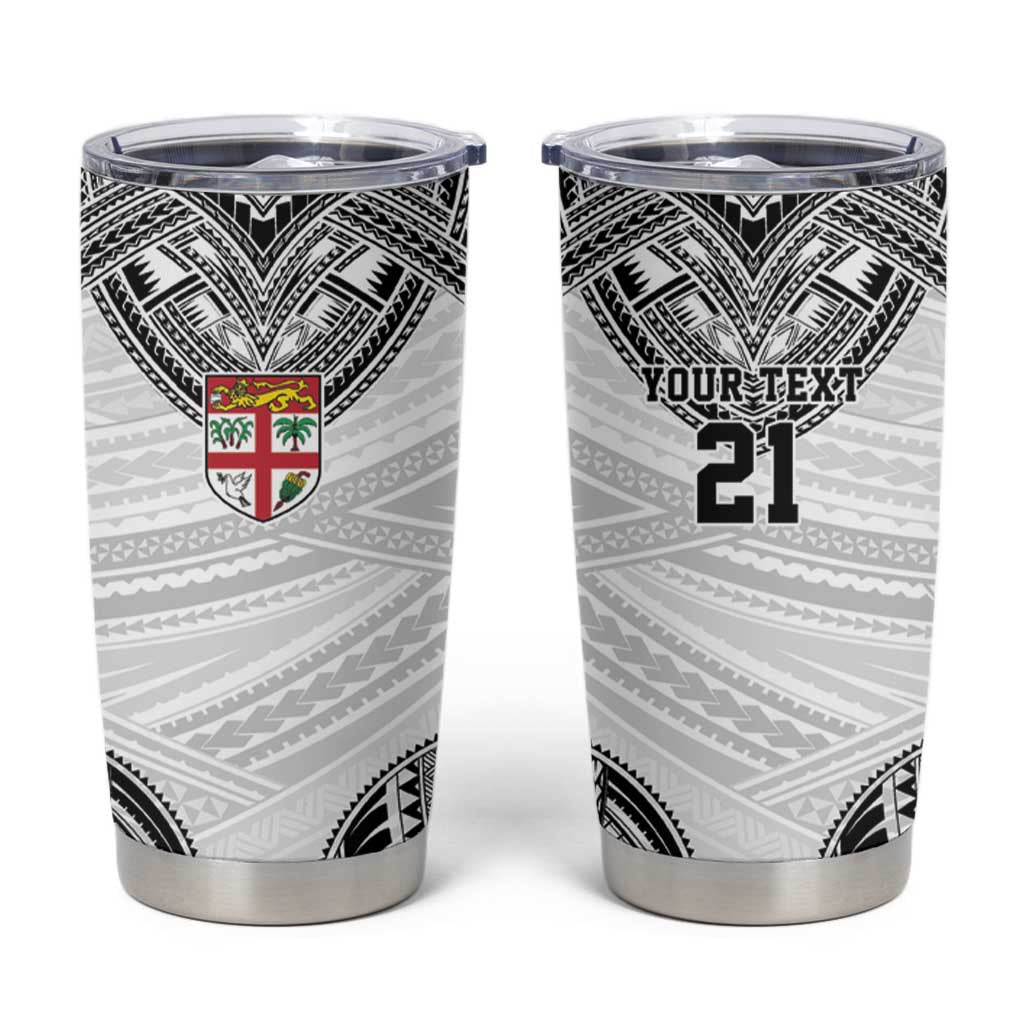Flying Fijians Pacific Fiji Rugby Custom Tumbler Cup Polynesian Pattern LT9 White - Polynesian Pride