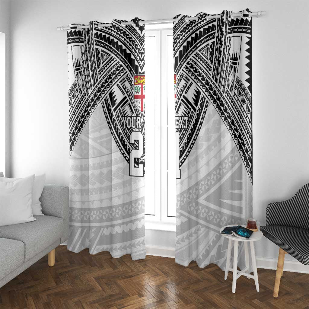 Flying Fijians Pacific Fiji Rugby Custom Window Curtain Polynesian Pattern LT9 With Grommets White - Polynesian Pride