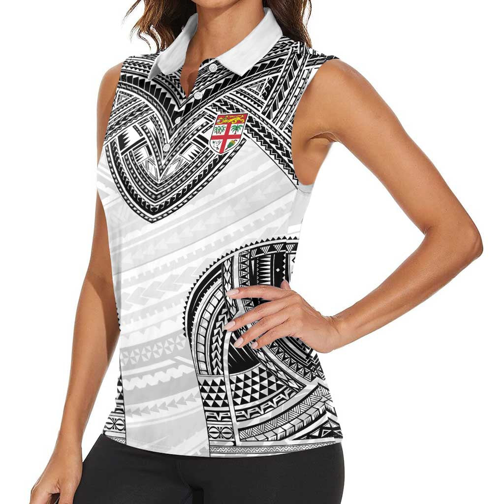 Flying Fijians Pacific Fiji Rugby Custom Women Sleeveless Polo Shirt Polynesian Pattern