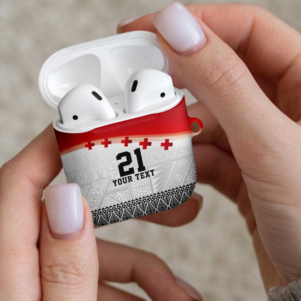 Ikale Tahi Pacific Tonga Rugby Custom AirPods Case Tongan Ngatu with Flag Pattern - Polynesian Pride