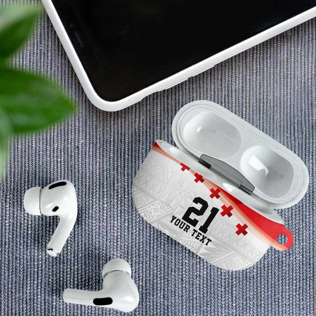 Ikale Tahi Pacific Tonga Rugby Custom AirPods Case Tongan Ngatu with Flag Pattern - Polynesian Pride