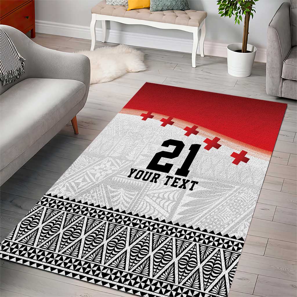 Ikale Tahi Pacific Tonga Rugby Custom Area Rug Tongan Ngatu with Flag Pattern LT9 - Polynesian Pride