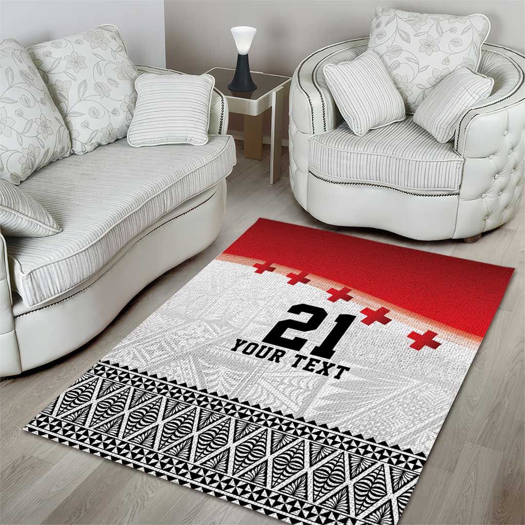 Ikale Tahi Pacific Tonga Rugby Custom Area Rug Tongan Ngatu with Flag Pattern LT9 - Polynesian Pride
