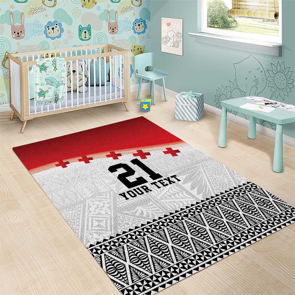 Ikale Tahi Pacific Tonga Rugby Custom Area Rug Tongan Ngatu with Flag Pattern LT9 - Polynesian Pride