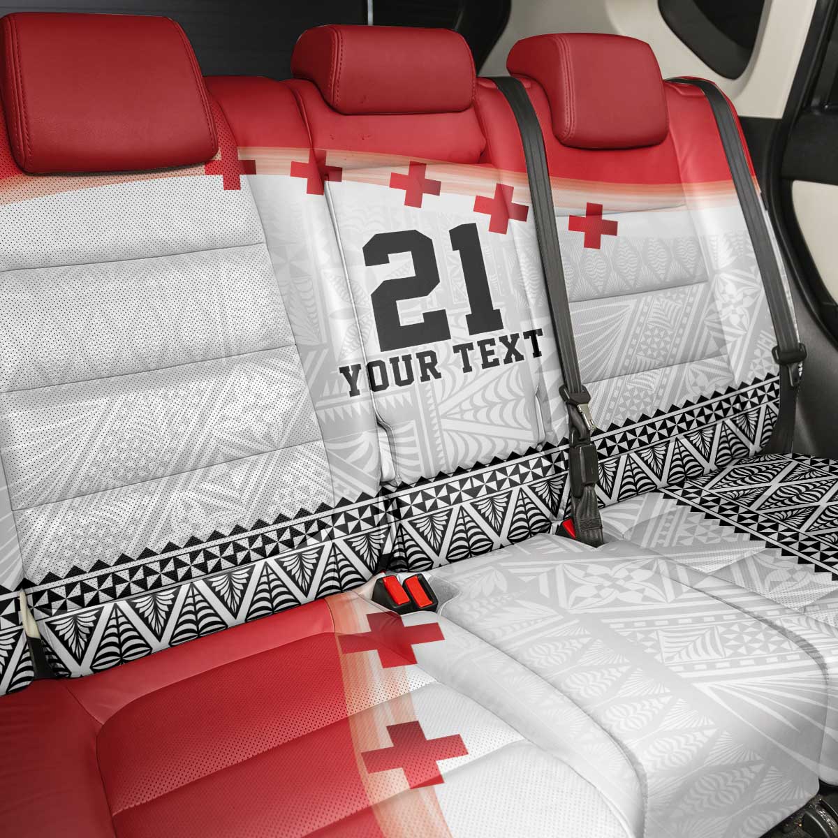 Ikale Tahi Pacific Tonga Rugby Custom Back Car Seat Cover Tongan Ngatu with Flag Pattern LT9 - Polynesian Pride