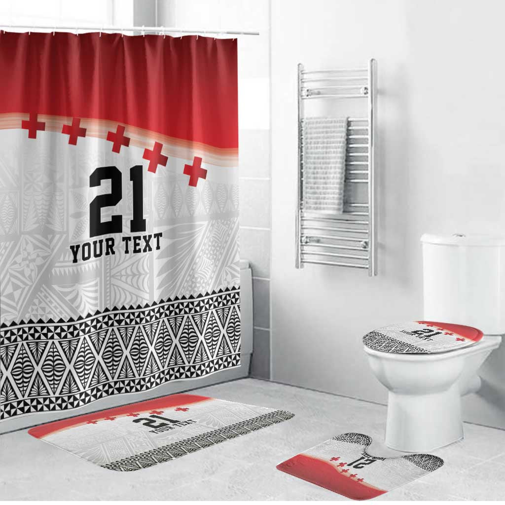 Ikale Tahi Pacific Tonga Rugby Custom Bathroom Set Tongan Ngatu with Flag Pattern - Polynesian Pride