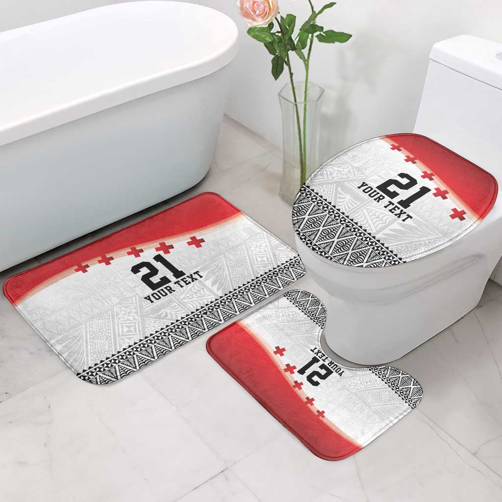 Ikale Tahi Pacific Tonga Rugby Custom Bathroom Set Tongan Ngatu with Flag Pattern - Polynesian Pride