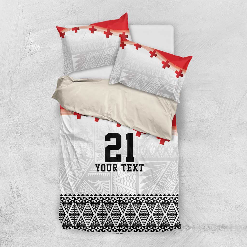 Ikale Tahi Pacific Tonga Rugby Custom Bedding Set Tongan Ngatu with Flag Pattern