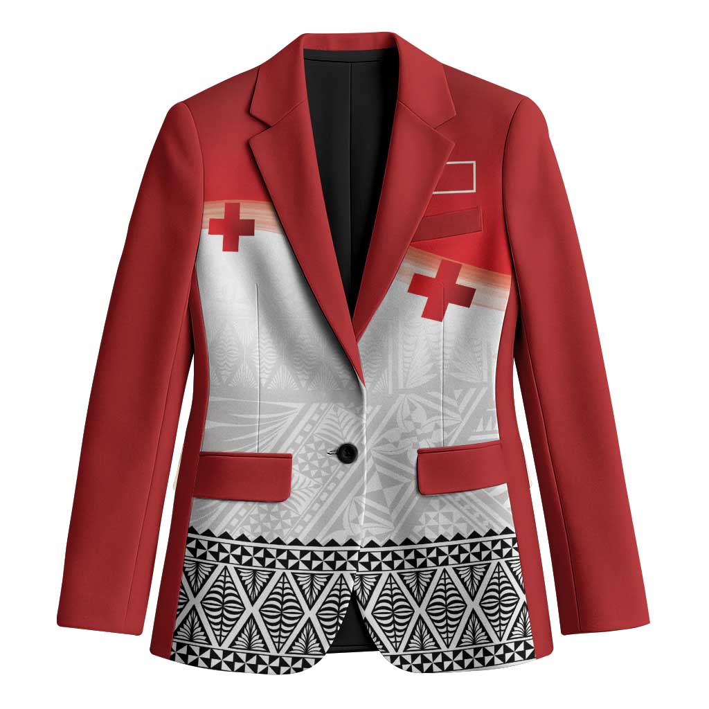 Ikale Tahi Pacific Tonga Rugby Custom Blazer Tongan Ngatu with Flag Pattern LT9 Unisex Red - Polynesian Pride