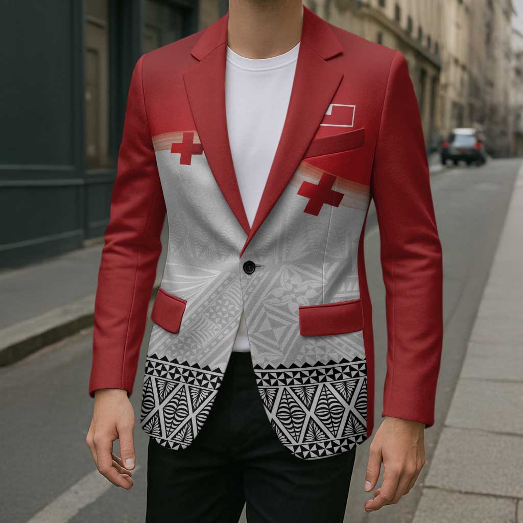 Ikale Tahi Pacific Tonga Rugby Custom Blazer Tongan Ngatu with Flag Pattern LT9 - Polynesian Pride