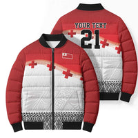 Ikale Tahi Pacific Tonga Rugby Custom Bomber Puffer Jacket Tongan Ngatu with Flag Pattern - Polynesian Pride