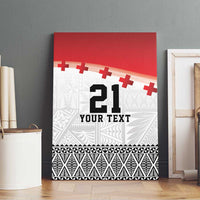 Ikale Tahi Pacific Tonga Rugby Custom Canvas Wall Art Tongan Ngatu with Flag Pattern