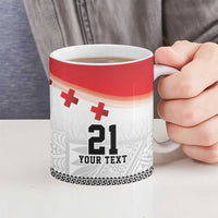 Ikale Tahi Pacific Tonga Rugby Custom Ceramic Mug Tongan Ngatu with Flag Pattern - Polynesian Pride