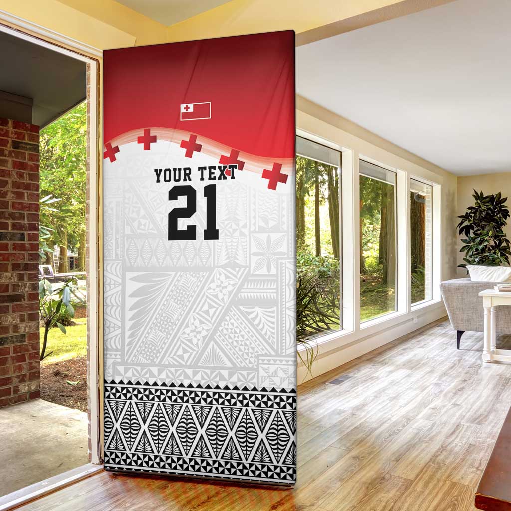 Ikale Tahi Pacific Tonga Rugby Custom Door Cover Tongan Ngatu with Flag Pattern - Polynesian Pride