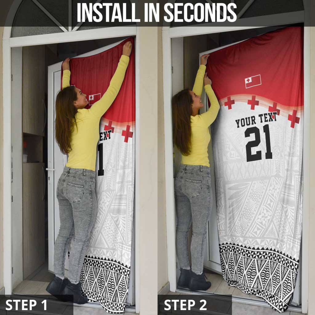 Ikale Tahi Pacific Tonga Rugby Custom Door Cover Tongan Ngatu with Flag Pattern - Polynesian Pride