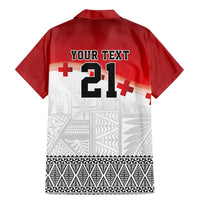 Ikale Tahi Pacific Tonga Rugby Custom Family Matching Mermaid Dress and Hawaiian Shirt Tongan Ngatu with Flag Pattern