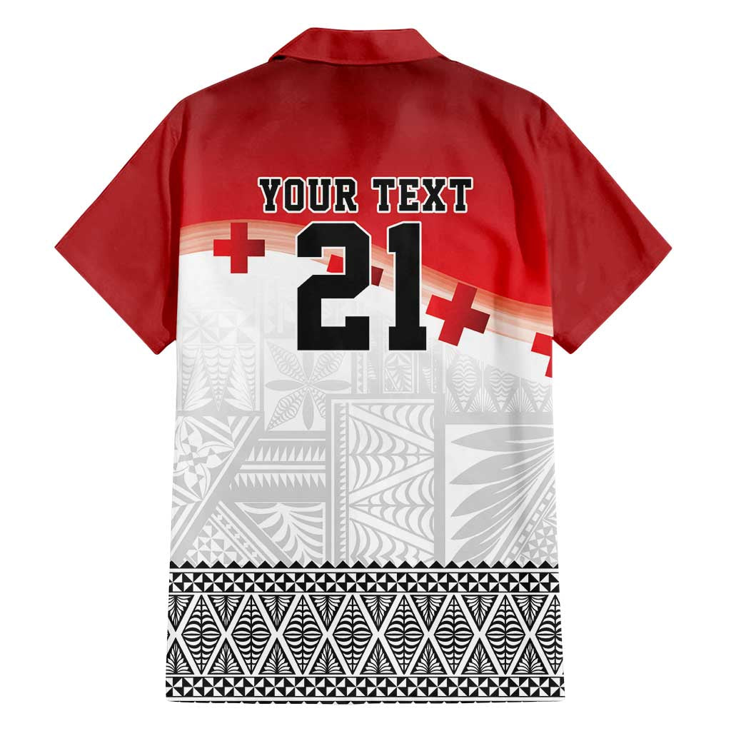 Ikale Tahi Pacific Tonga Rugby Custom Family Matching Tank Maxi Dress and Hawaiian Shirt Tongan Ngatu with Flag Pattern