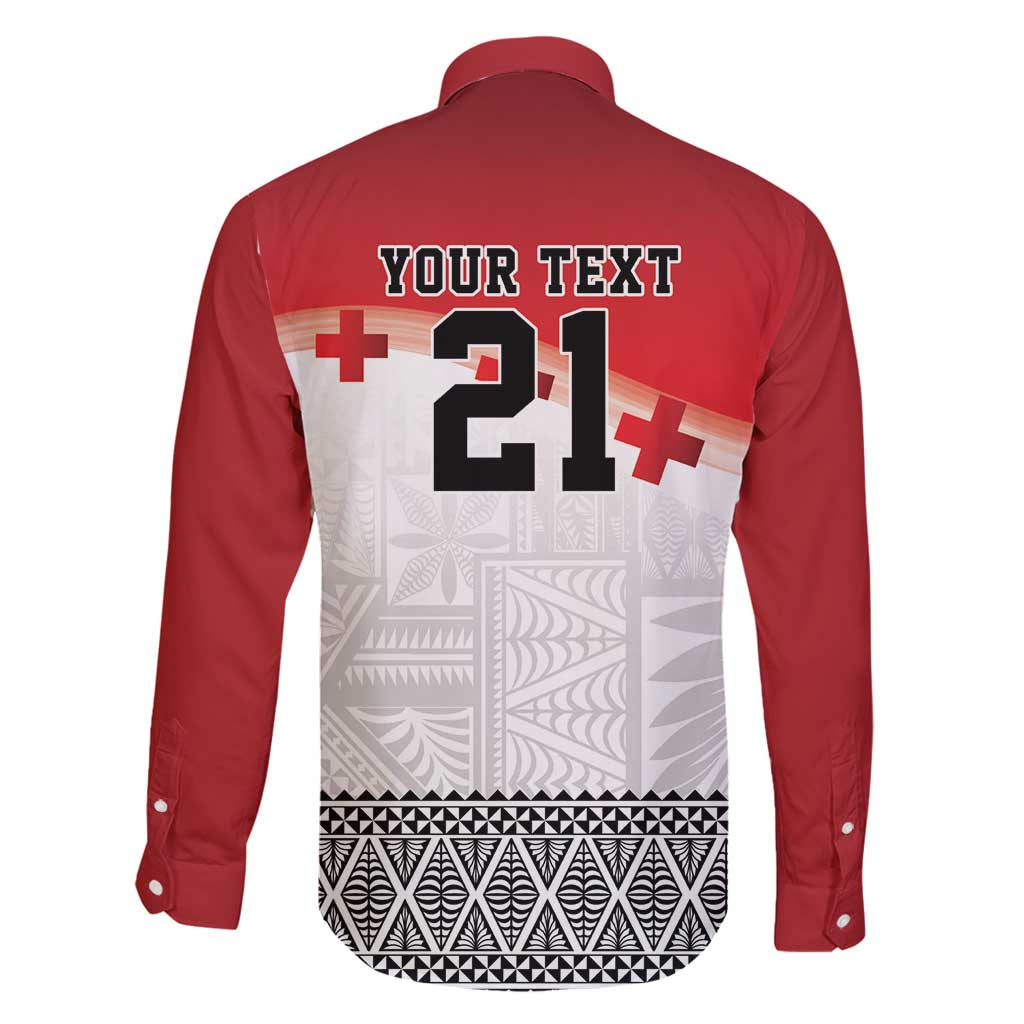 Ikale Tahi Pacific Tonga Rugby Custom Family Matching Tank Maxi Dress and Hawaiian Shirt Tongan Ngatu with Flag Pattern