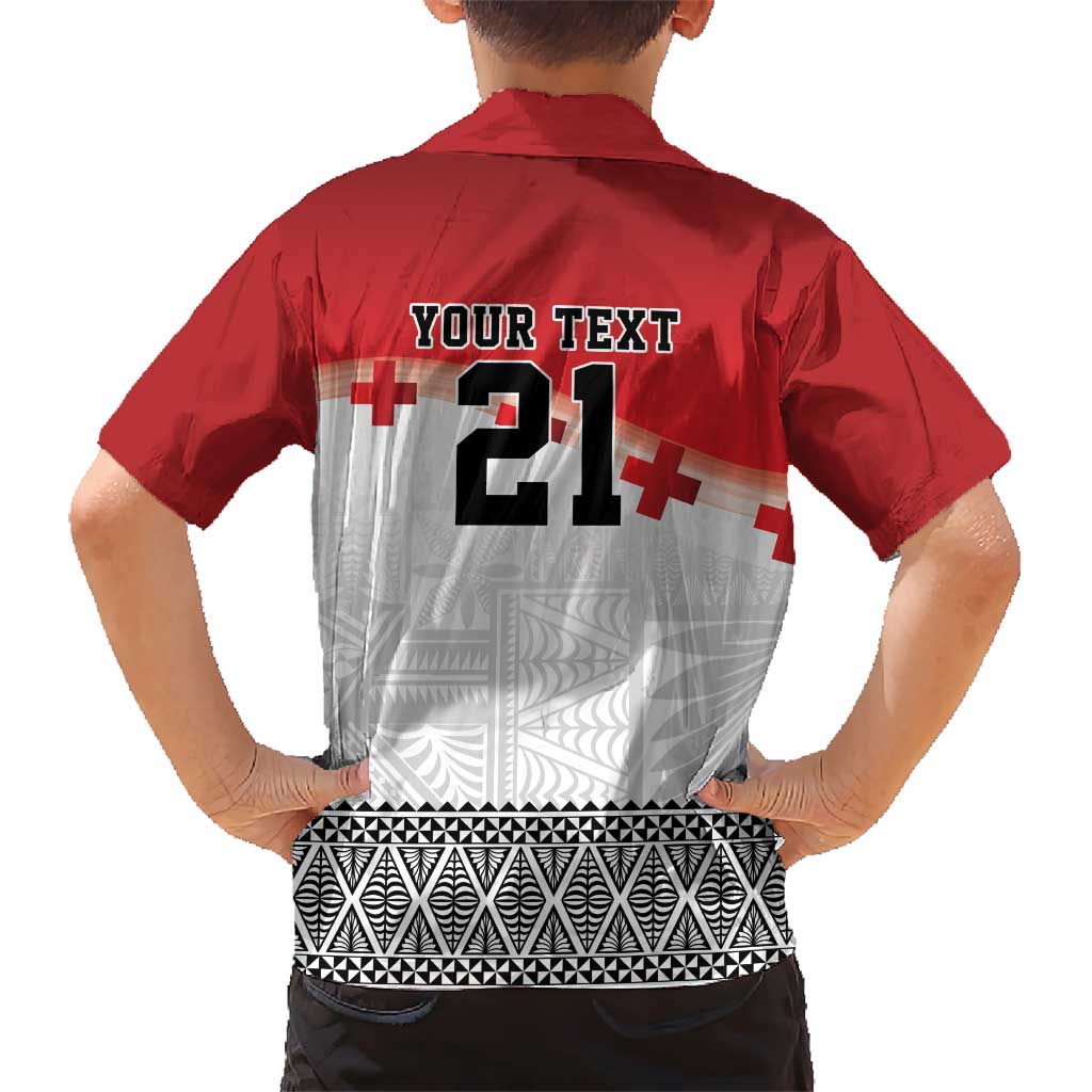 Ikale Tahi Pacific Tonga Rugby Custom Hawaiian Shirt Tongan Ngatu with Flag Pattern