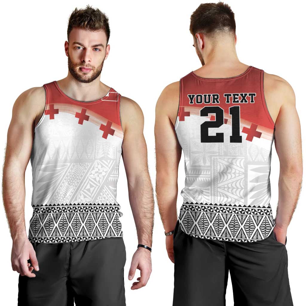 Ikale Tahi Pacific Tonga Rugby Custom Men Tank Top Tongan Ngatu with Flag Pattern