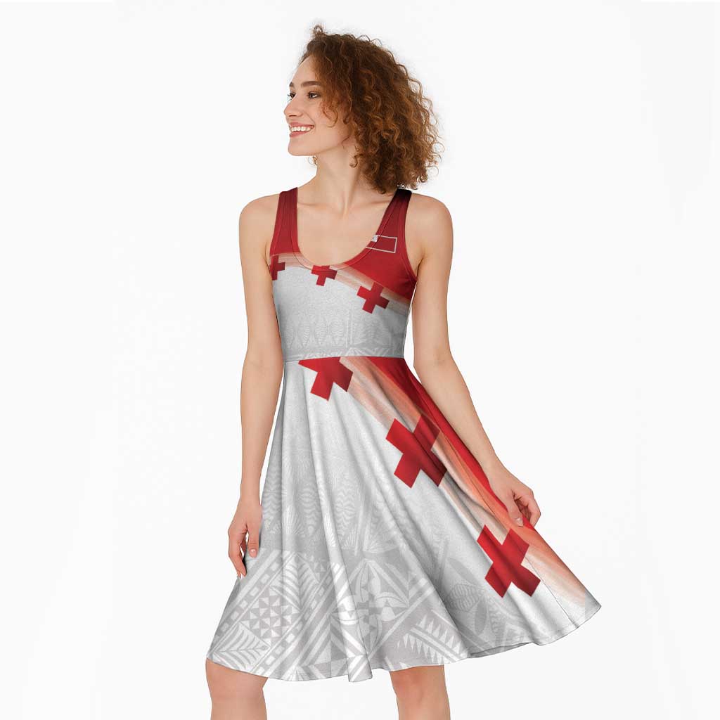 Ikale Tahi Pacific Tonga Rugby Custom Midi Dress Tongan Ngatu with Flag Pattern - Polynesian Pride