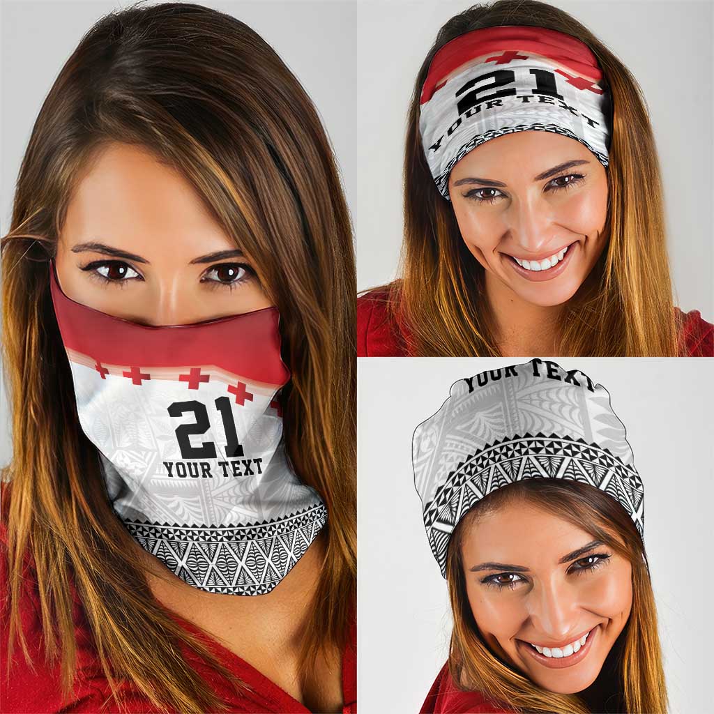 Ikale Tahi Pacific Tonga Rugby Custom Neck Gaiter Tongan Ngatu with Flag Pattern - Polynesian Pride