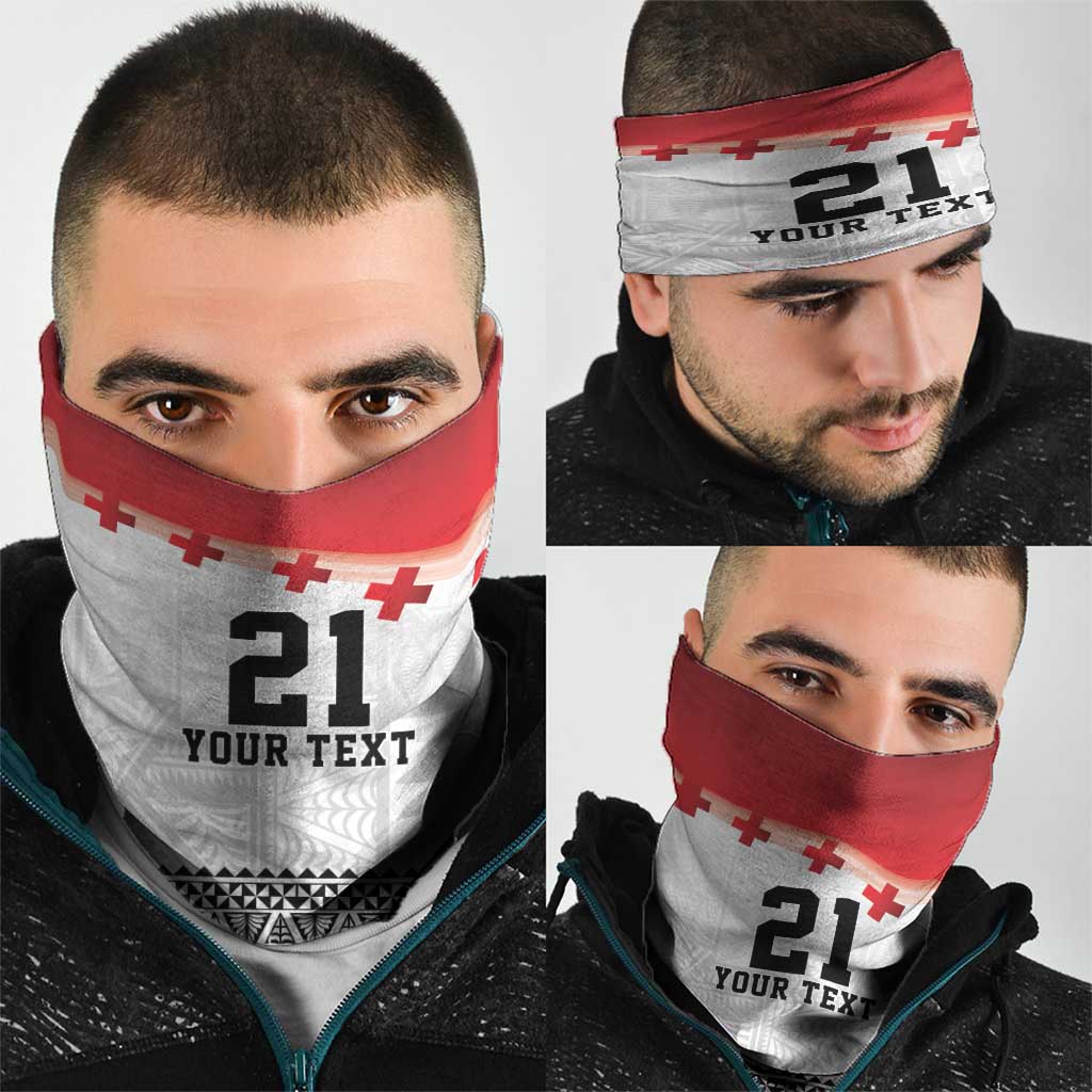 Ikale Tahi Pacific Tonga Rugby Custom Neck Gaiter Tongan Ngatu with Flag Pattern - Polynesian Pride