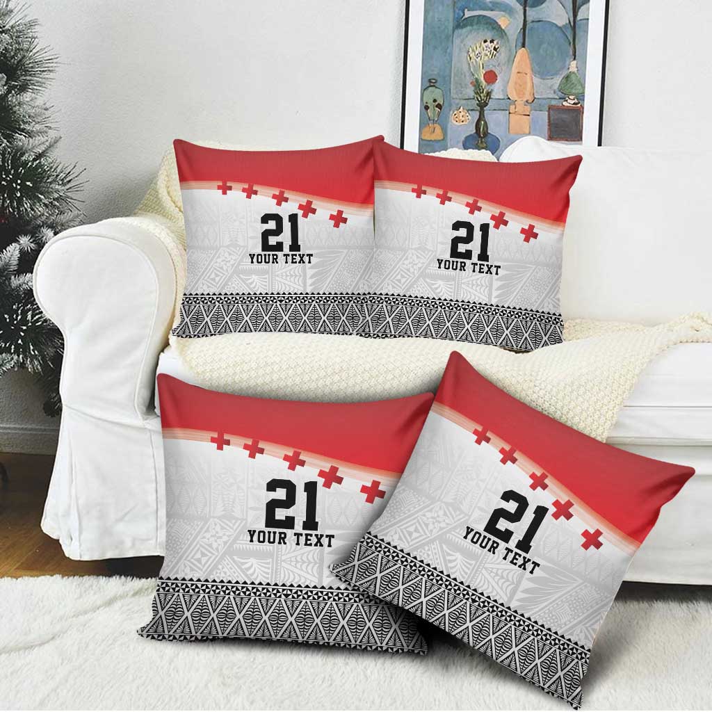 Ikale Tahi Pacific Tonga Rugby Custom Pillow Cover Tongan Ngatu with Flag Pattern - Polynesian Pride