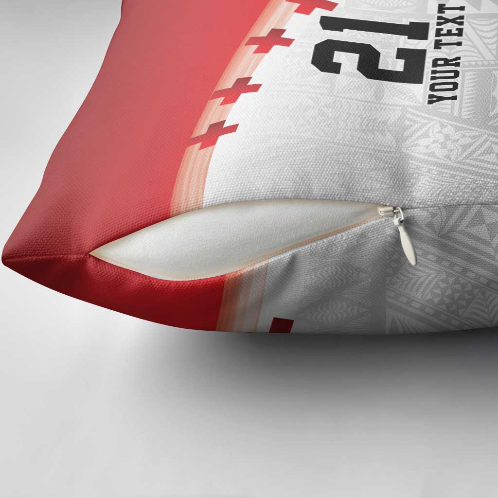 Ikale Tahi Pacific Tonga Rugby Custom Pillow Cover Tongan Ngatu with Flag Pattern - Polynesian Pride