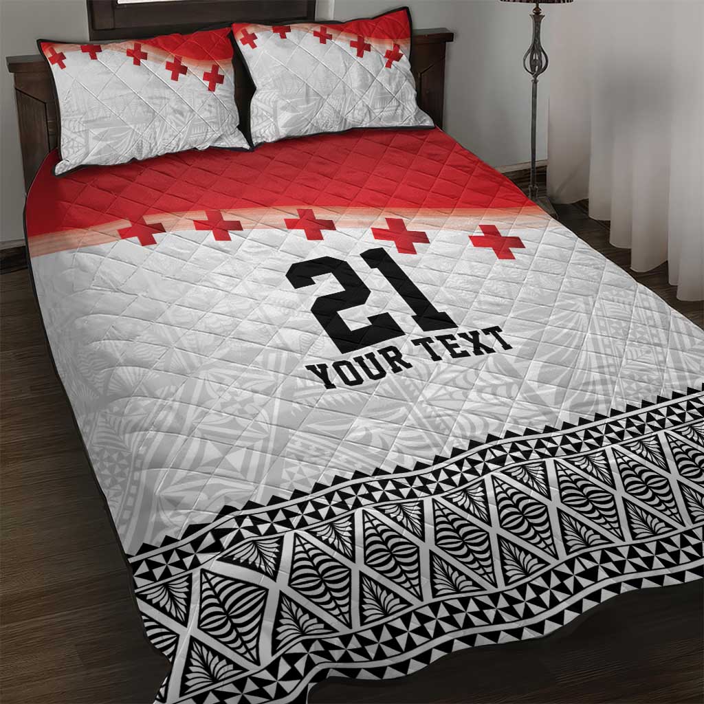 Ikale Tahi Pacific Tonga Rugby Custom Quilt Bed Set Tongan Ngatu with Flag Pattern LT9 Red - Polynesian Pride