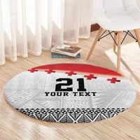 Ikale Tahi Pacific Tonga Rugby Custom Round Carpet Tongan Ngatu with Flag Pattern