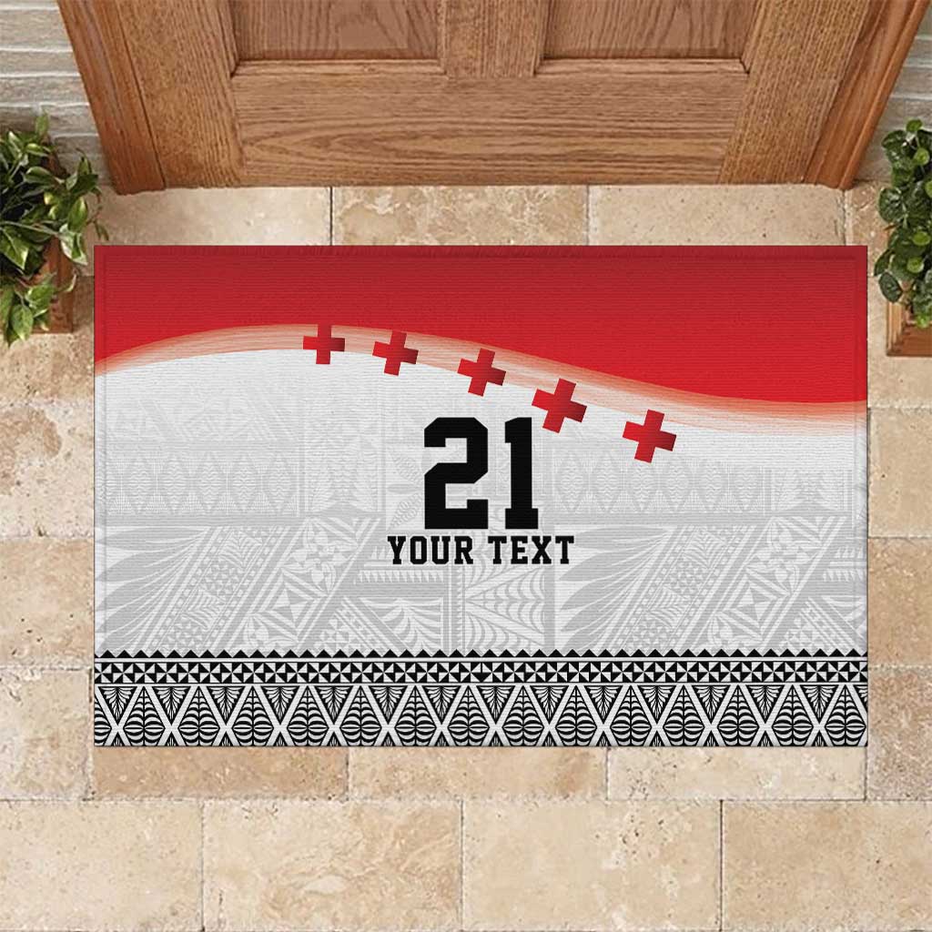Ikale Tahi Pacific Tonga Rugby Custom Rubber Doormat Tongan Ngatu with Flag Pattern